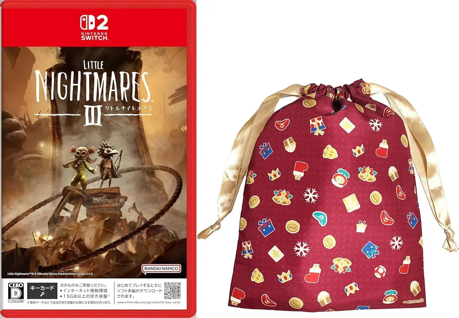 Bandai Namco Little Nightmares 3 Video Game - Switch2 w/ Drawstring Bag - 2200630162484