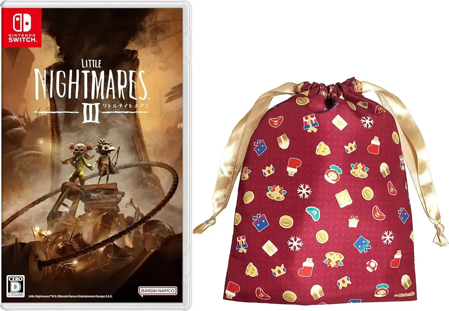 Bandai Namco Little Nightmares 3 Video Game - Switch Holiday Bundle w/ Bag - 2200630162477