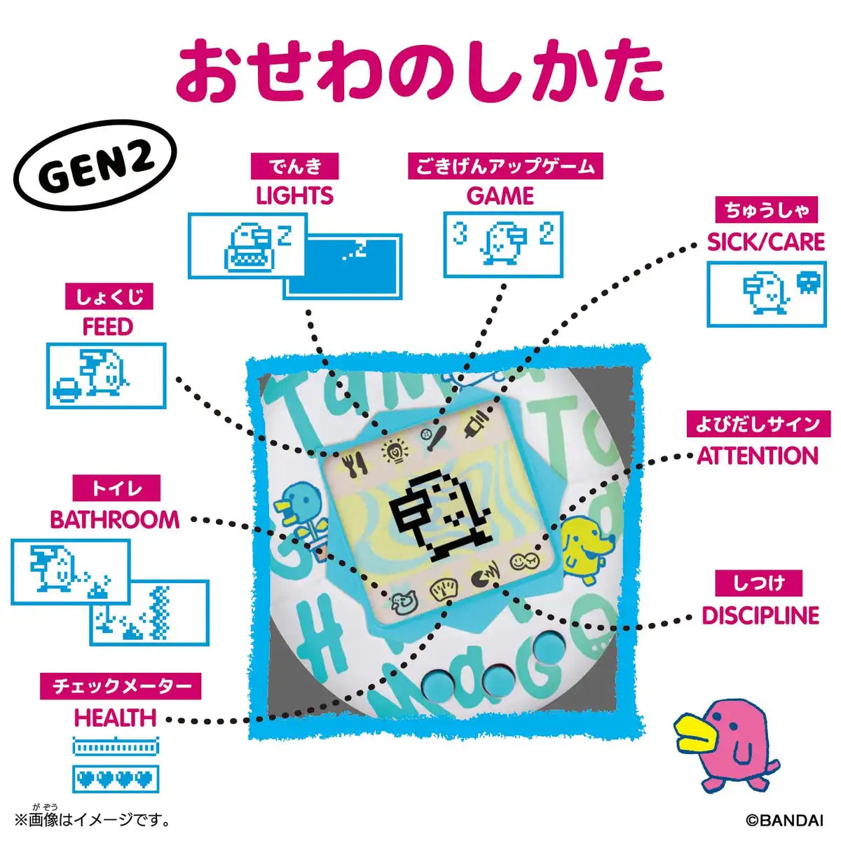 Bandai Original Fresh Strawberry Tamagotchi Virtual Pet Toy