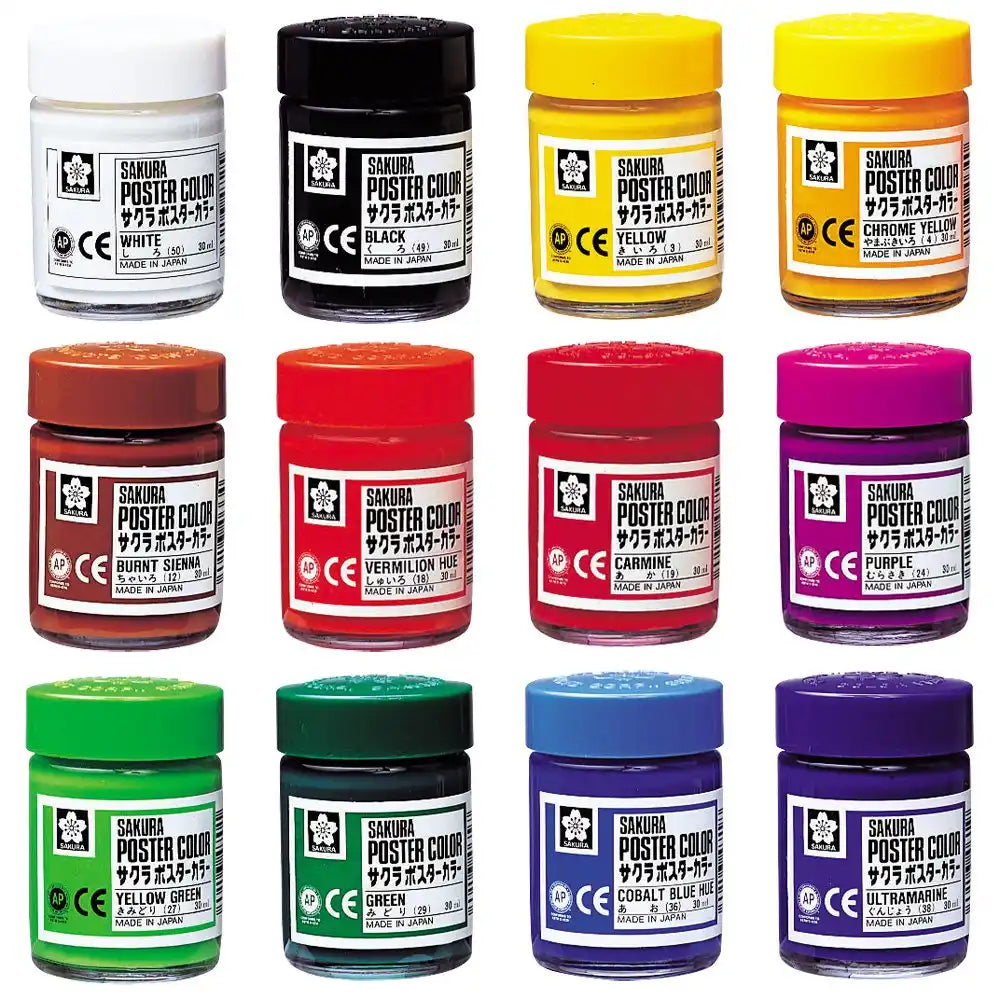 Sakura Crepas Japan Paint Poster Color 30Ml 12 Color Set Pw12 Set- Japan Figure Store - #1 Bring To You The Best Japanese Goods