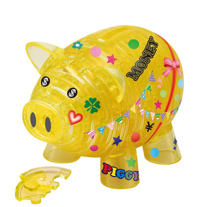 Beverly Crystal 3D Puzzle 486374 Piggy Bank Yellow (93 Pieces) 3D Piggy Bank Puzzle- Japan Figure Store - #1 Bring To You The Best Japanese Goods