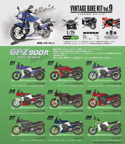 F-TOYS 1/24 Vintage Bike Kit 9 Kawasaki Gpz 900R 10Pcs Complete Box- Japan Figure Store - #1 Bring To You The Best Japanese Goods