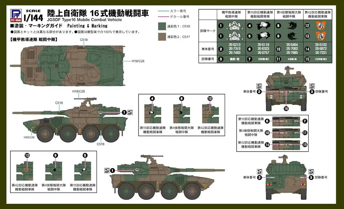 PIT-ROAD 1/144 Jgsdf Type 16 Mobile Combat Vehicle Plastic Model- Japan Figure Store - #1 Bring To You The Best Japanese Goods