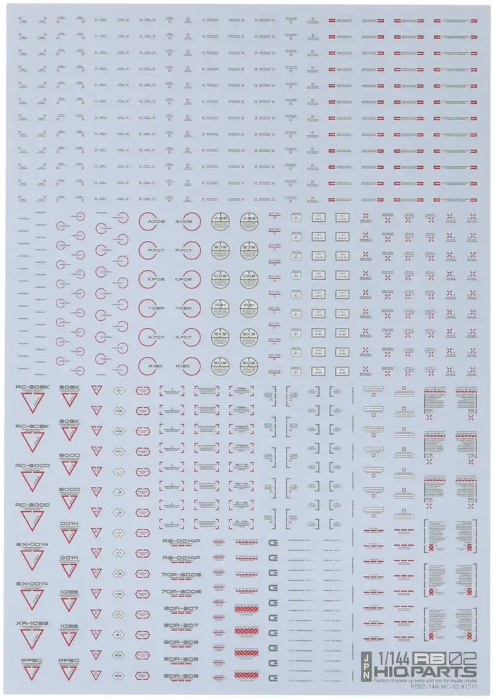 HIQPARTS 1/144 Rb02 Caution Decal Red & Gray- Japan Figure Store - #1 Bring To You The Best Japanese Goods