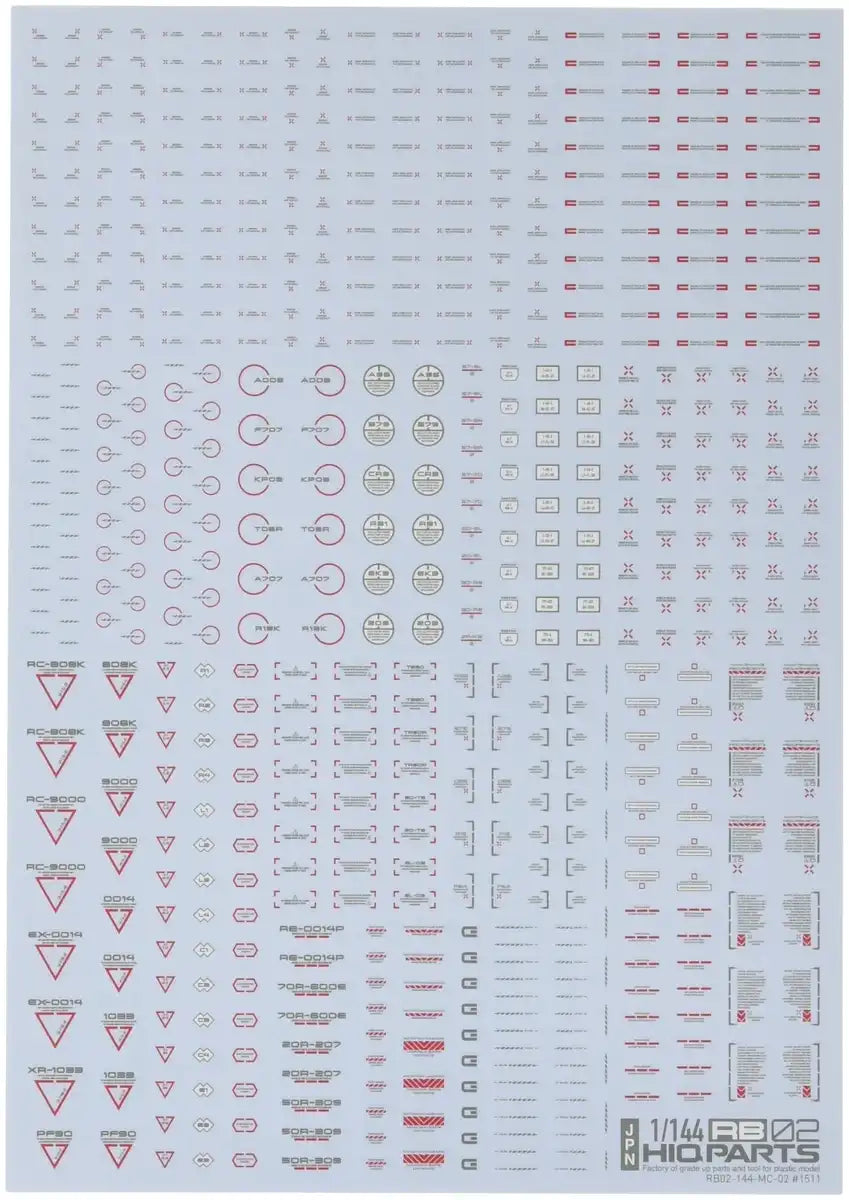 HIQPARTS 1/144 Rb02 Caution Decal Red & Gray- Japan Figure Store - #1 Bring To You The Best Japanese Goods