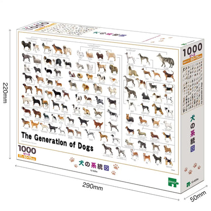Epoch 1000-Piece Jigsaw Puzzle Dog Family Tree 50x75cm with Glue and Tools