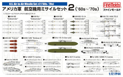 FINE MOLDS 1/72 Us Military Aircraft Missile Set 2 60'S 70'S Plastic Model- Japan Figure Store - #1 Bring To You The Best Japanese Goods