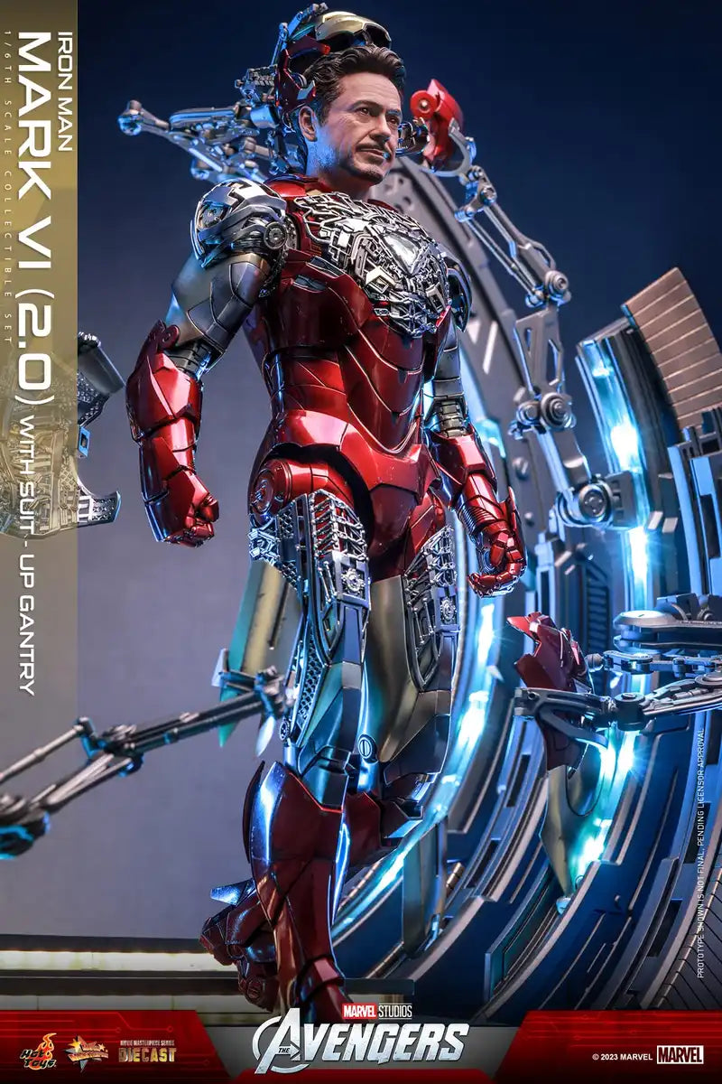 Hot Toys Movie Masterpiece Diecast Iron Man Mark 6 Version 2 with Suit-Up Gantry- Japan Figure Store - #1 Bring To You The Best Japanese Goods
