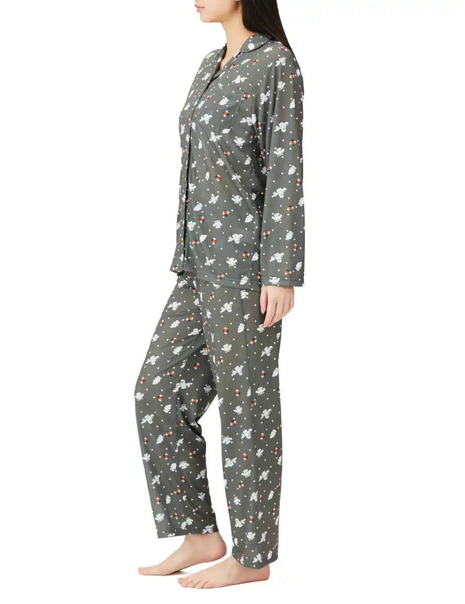 Sanrio Pajama Set Long Sleeve Charcoal Gray Hangyodon & Cinnamoroll Women’s Jersey- Japan Figure Store - #1 Bring To You The Best Japanese Goods