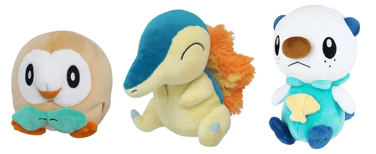 Sanei Boeki Pokémon All Star Rowlet Cyndaquil Oshawott Plush Toy Set (Small)- Japan Figure Store - #1 Bring To You The Best Japanese Goods