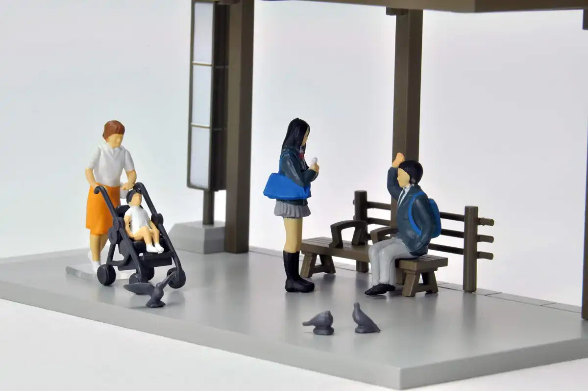 Tomytec Geocolle 64 Car Snap 05A Bus Stop Set with PVC Dolls - Completed Product 312369- Japan Figure Store - #1 Bring To You The Best Japanese Goods