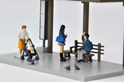 Tomytec Geocolle 64 Car Snap 05A Bus Stop Set with PVC Dolls - Completed Product 312369- Japan Figure Store - #1 Bring To You The Best Japanese Goods