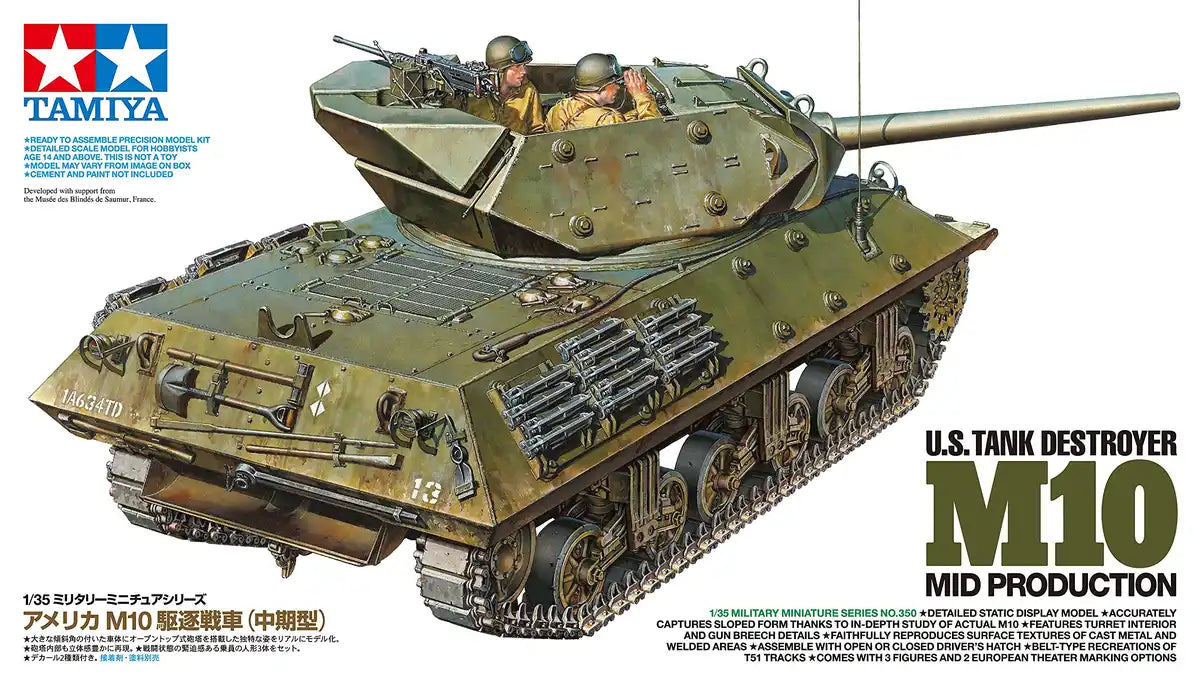 Tamiya 35350 Military Miniature Series No.350: Us Army M10 Destroyer Tank - Japanese Plastic Model- Japan Figure Store - #1 Bring To You The Best Japanese Goods