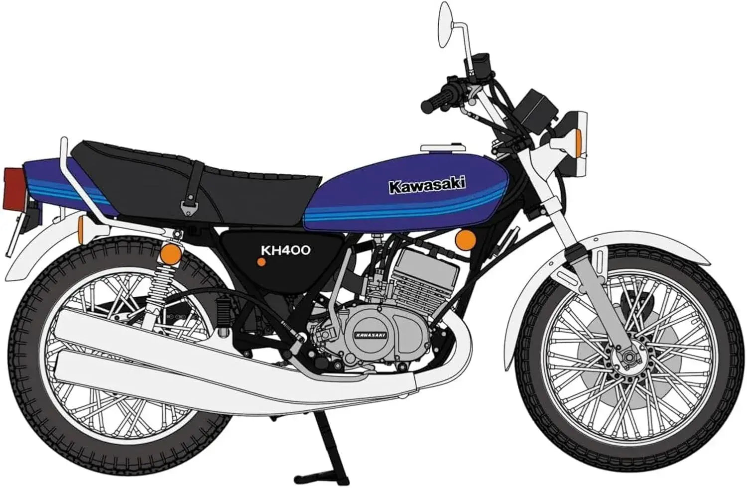 Hasegawa Kawasaki KH400-A6 112 Scale Plastic Model Kit Motorcycle
