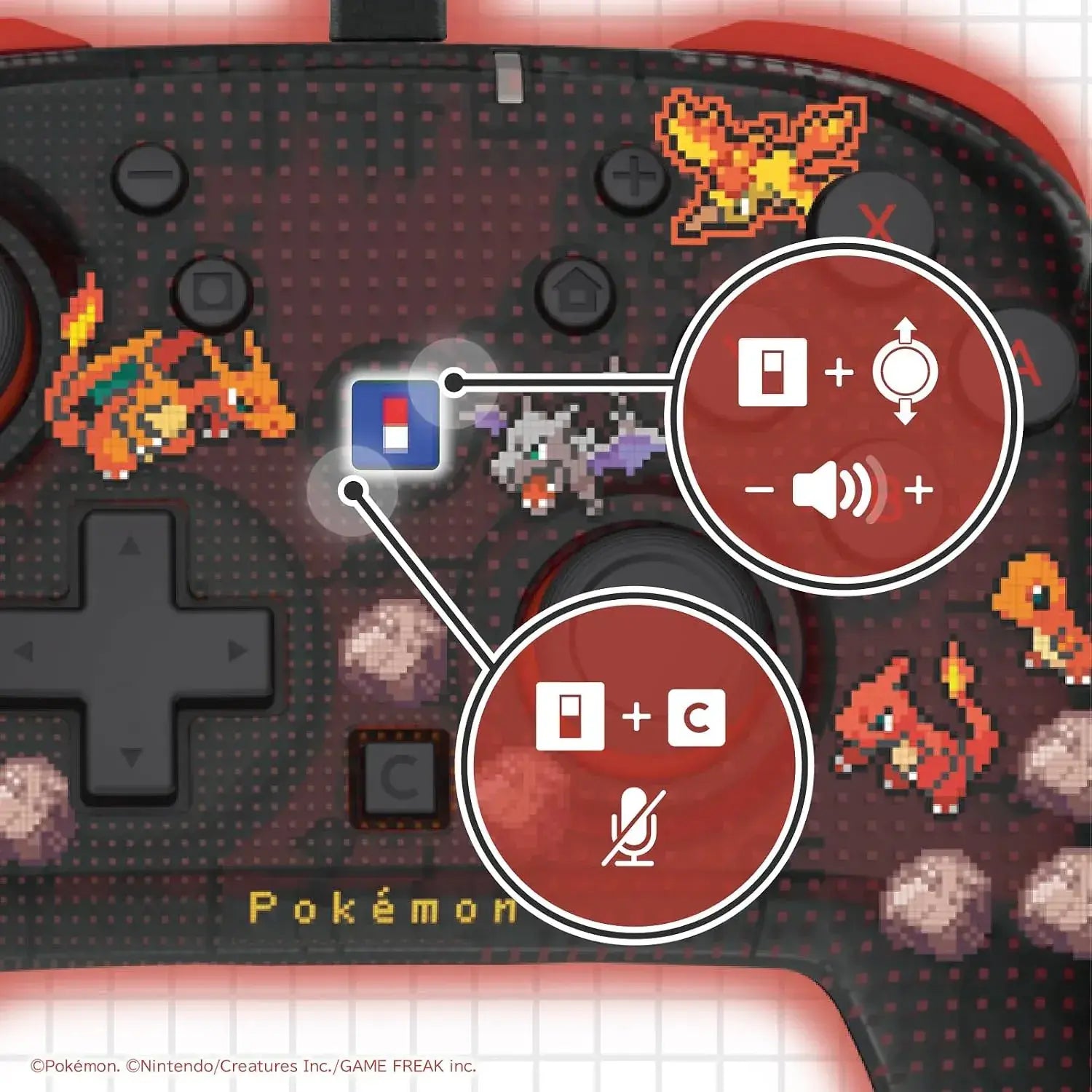 Hori Pokemon Pixel Art Wired HoriPad TURBO for Switch 2 Red