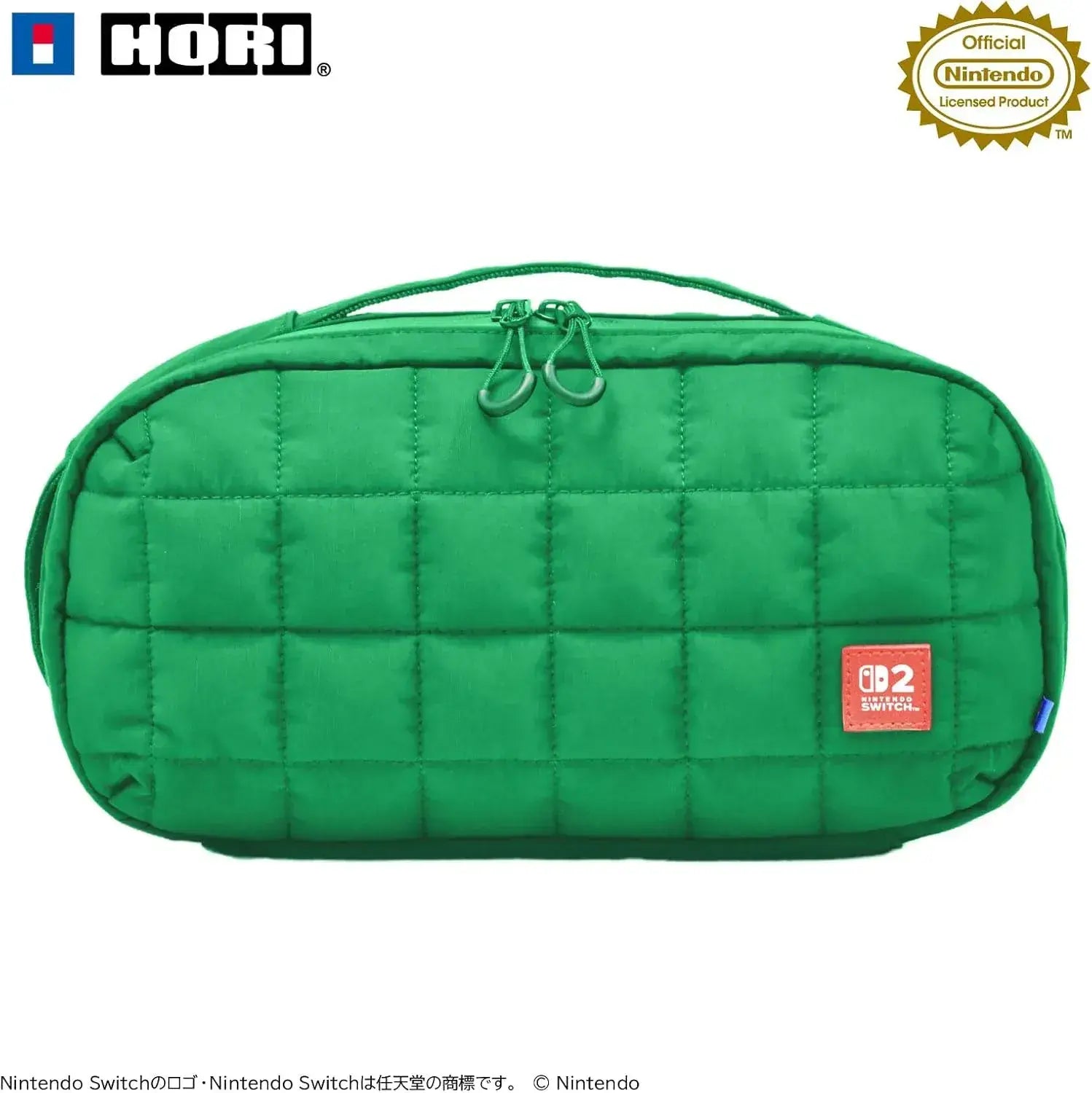 Hori Switch2 Quilted Medium Pouch Accessory Case - Green - 4961818041363