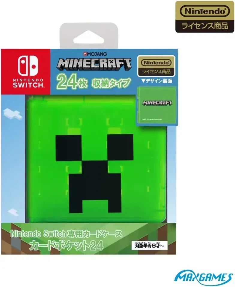 Max Games Nintendo Switch 2 Card Case Card Pocket 24 Holder - Minecraft Creeper - 4969123260745