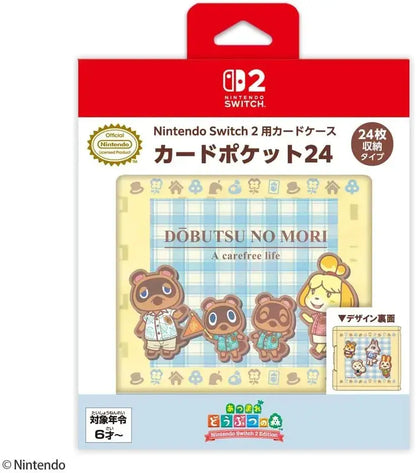 Max Games Nintendo Switch 2 Card Case Card Pocket 24 Holder - Animal Crossing Gingham Check - 4969123262220