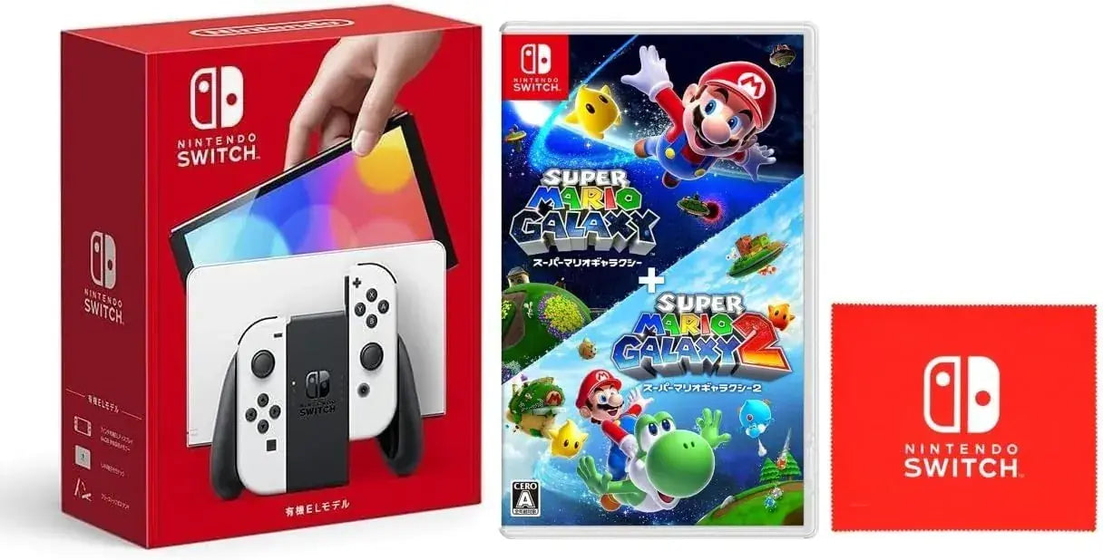 Nintendo Super Mario Galaxy 1 & 2 Video Game - Amazon Exclusive Switch OLED Set - 2200150173953
