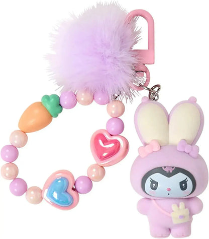 Sanrio Mascot Holder Fluffy Rabbit Party Character Accessory - Chrome Keychain - 4550624776868