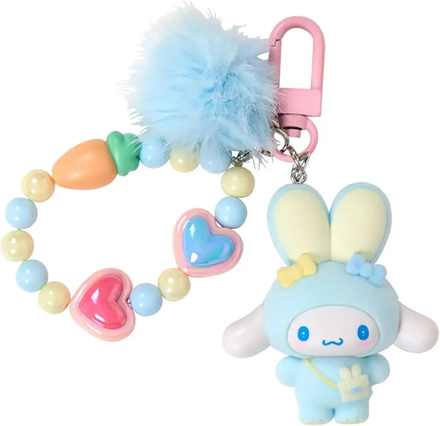 Sanrio Mascot Holder Fluffy Rabbit Party Character Accessory - Cinnamorol Keychain - 4550624776783