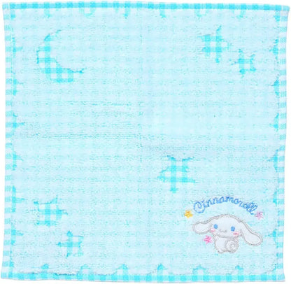 Sanrio Petite Towel Stitched Chrome Handkerchief - Cinnamorol Check - 4550624583275