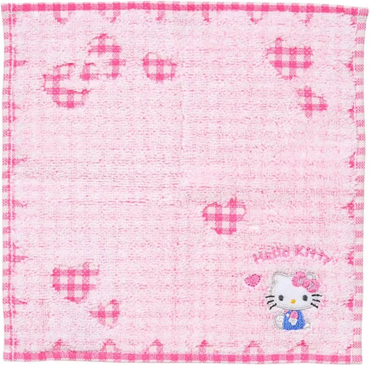Sanrio Petite Towel Stitched Chrome Handkerchief - Hello Kitty Check - 4550624583145
