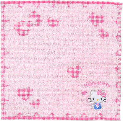 Sanrio Petite Towel Stitched Chrome Handkerchief - Hello Kitty Check - 4550624583145