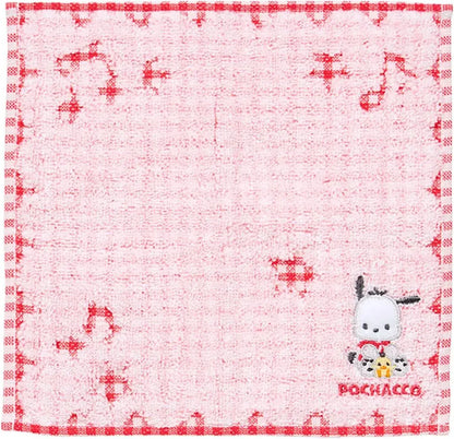 Sanrio Petite Towel Stitched Chrome Handkerchief - Pochacco Check - 4550624583312