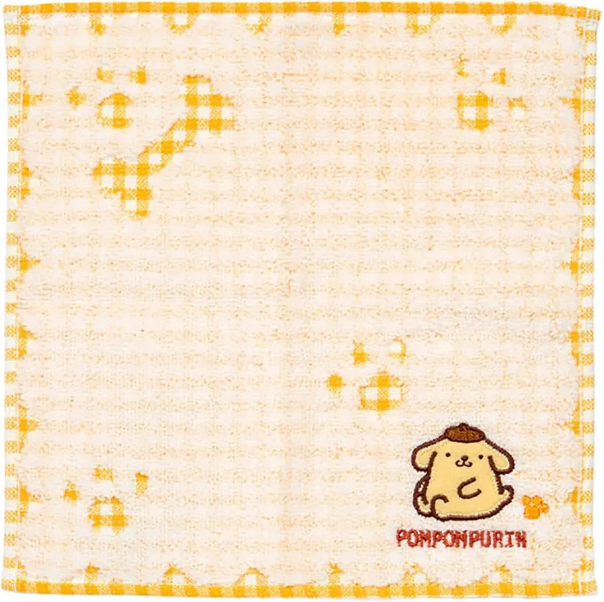 Sanrio Petite Towel Stitched Chrome Handkerchief - Pom Pom Plaid - 4550624583206