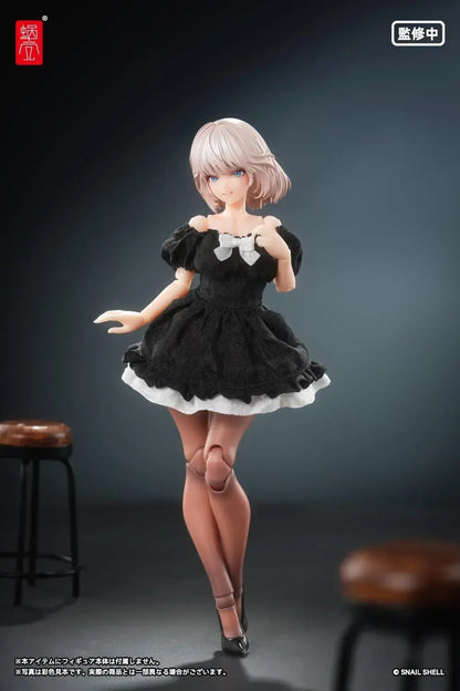 Snail Shell Black Puff Sleeve Doll Dress Cloth Finished