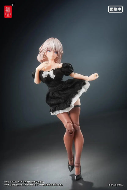 Snail Shell Black Puff Sleeve Doll Dress Cloth Finished