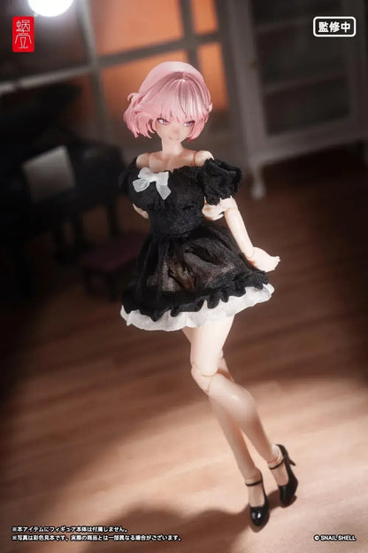 Snail Shell Black Puff Sleeve Doll Dress Cloth Finished
