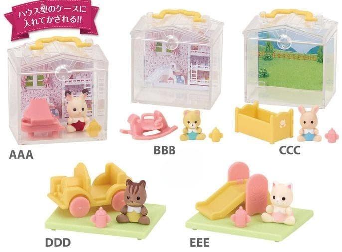 Epoch Sylvanian Families Baby Haus und Garten Gashapon 5 Set Minifigur Spielzeug