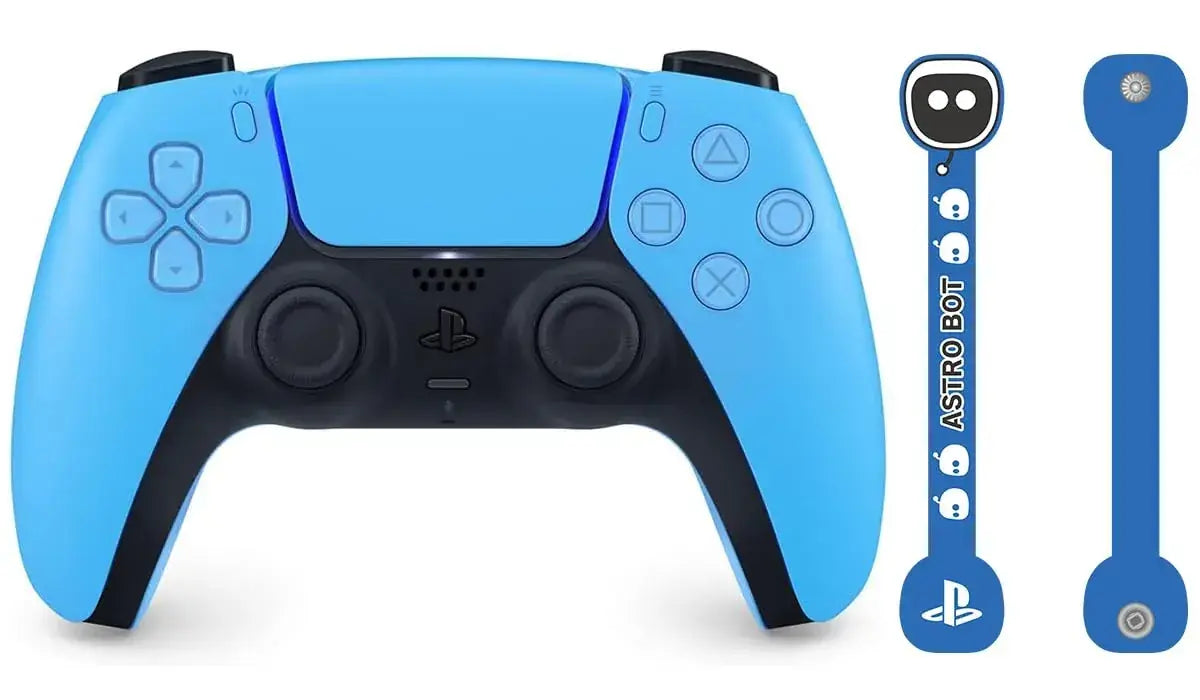 Sony Interactive Entertainment DualSense Wireless Controller - Starlight Blue, Amazon Astro Bot Holder - 2200630125410