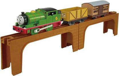 Takara Tomy Plarail Thomas Snow Plow Train Set - Percy Brick Bridge - 4904810065555