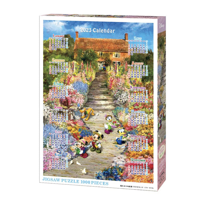 TENYO D1000-092 Jigsaw Puzzle Disney Characters Sunny Garden Calendar 2023 1000 Pieces