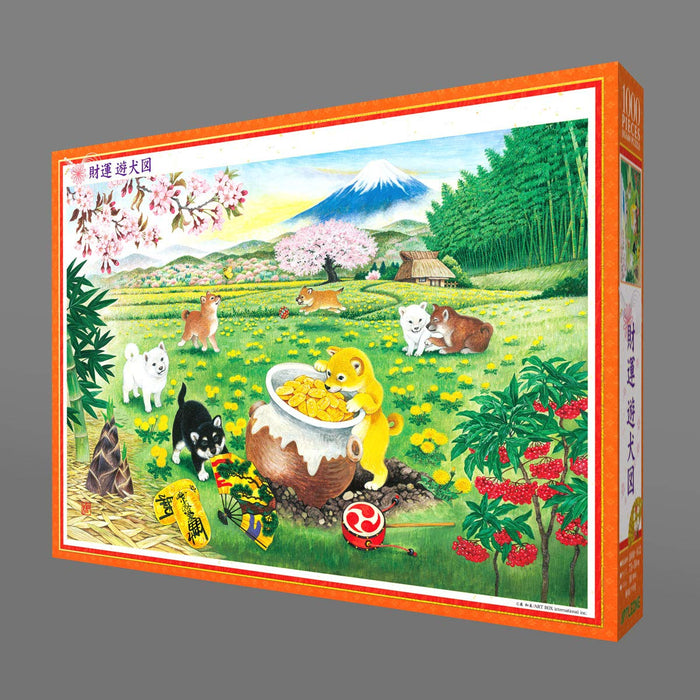 APPLEONE Jigsaw Puzzle Japanese Art Good Fortune Dogs 1000 Pieces