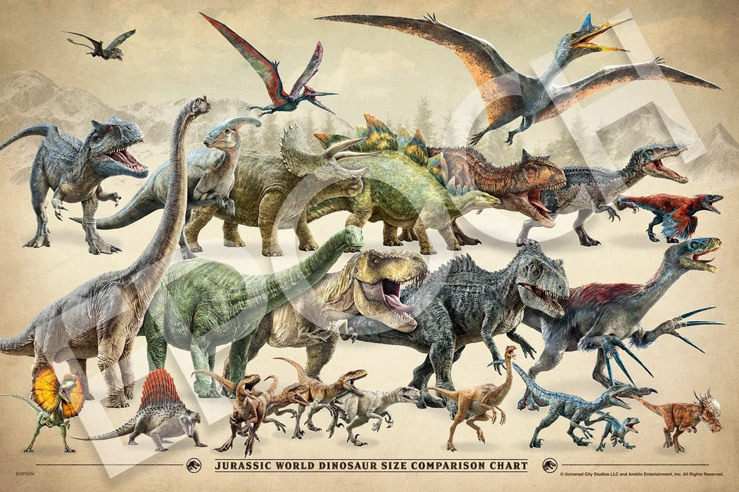 EPOCH 12-521S Jigsaw Puzzle Jurassic World Dinosaur Size Comparison Chart 1000 Pieces