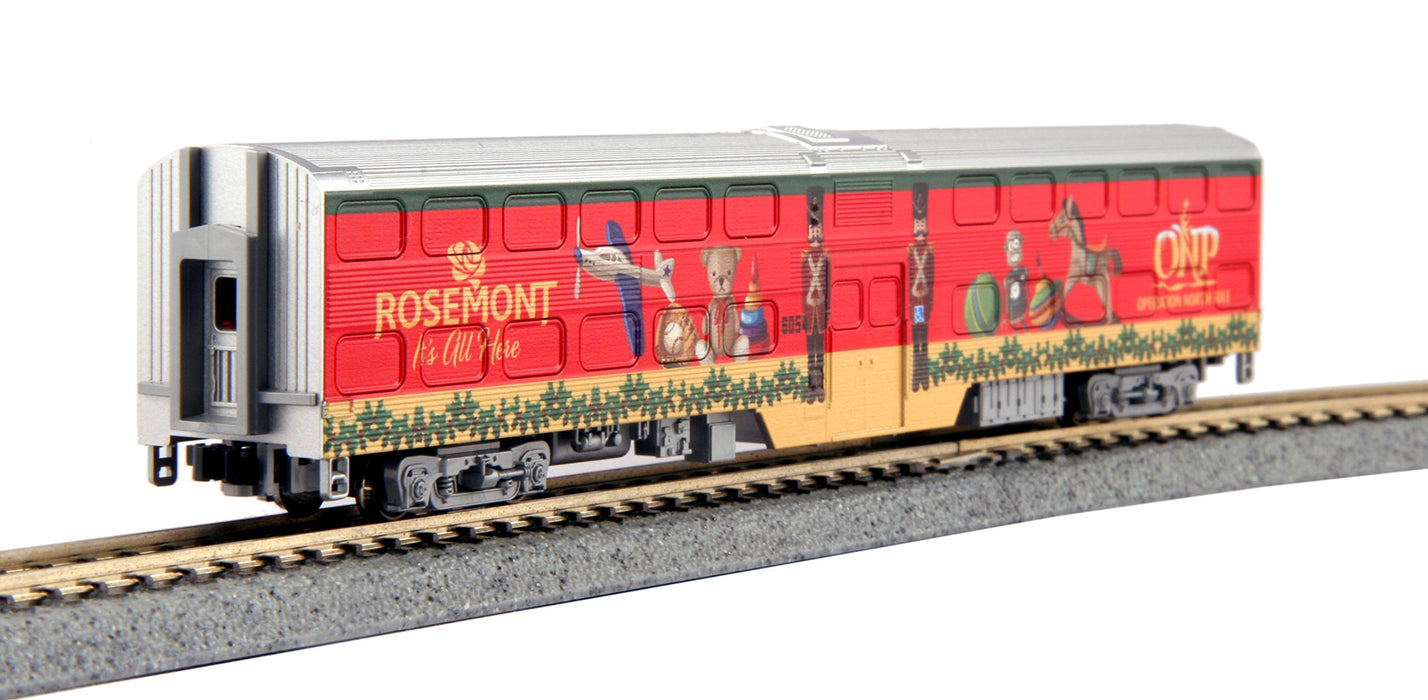 Kato Christmas Train 4-Car Set F40Ph Locomotive - Gallery Bilevel Passenger Car 106-2015N