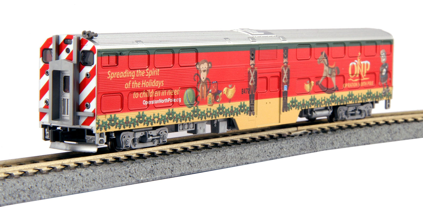 Kato Christmas Train 4-Car Set F40Ph Locomotive - Gallery Bilevel Passenger Car 106-2015N