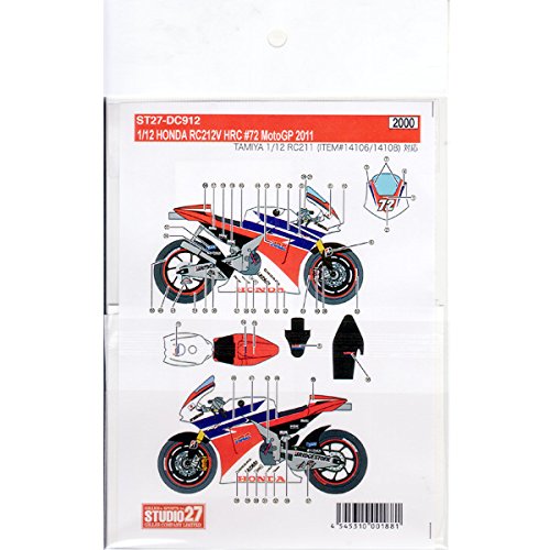 Studio27 St27-Dc912 Honda Rc212V Hrc 72 Moto Gp 2011 Autocollant pour Tamiya 1/12