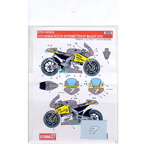 Studio27 St27 Dc922 Honda Rc212V Interewetten 7 Moto Gp 2010 Decal For Tamiya 1/12 Car Decal