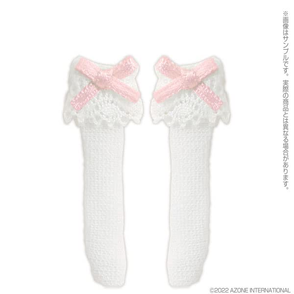 Azone Intl 1/12 Ribbon Lace Socks WhiteXPink Doll