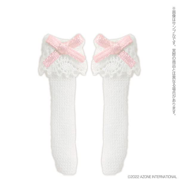 Azone Intl 1/12 Chaussettes en dentelle ruban WhiteXPink Doll