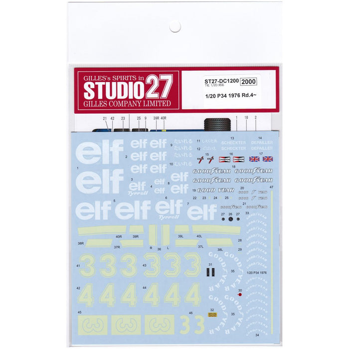 Studio27 St27 Dc1200 P34 1976 Rd.4 autocollant pour Tamiya 1/20 pièces de modèle de voiture en plastique