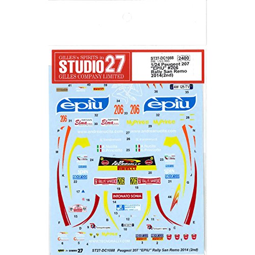 Studio27 Peugeot 207 Epiu 206 Rally San Remo 2014 2nd Japanese Decal For Scale Cars