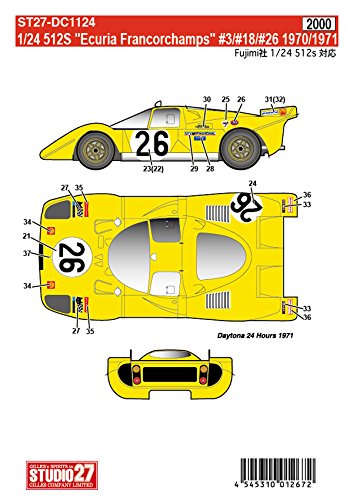 Studio27 St27 Dc1124 Ferrari 512S Ecuria Francorchamps Aufkleber für Fujimi 1/24 Autoaufkleber