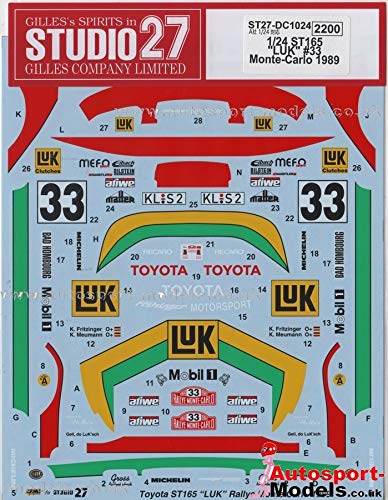 Studio27 St27 Dc1024 St165 Celica Gt-Four Luk 33 Monte Carlo For Aoshima 1/24 Pvc Car Decal