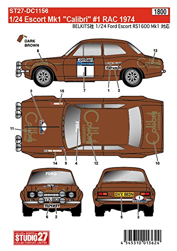 Studio27 St27 Dc1156 Ford Escort Mk1 Calibri 1 Rac 1974 Decal For Belkits 1/24 Scale Car Decal